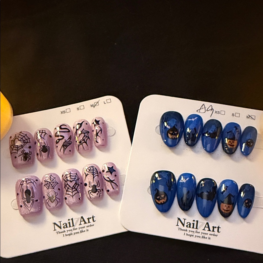 Halloween Themed Nail Art Two for One Set Adult Medium Reusable